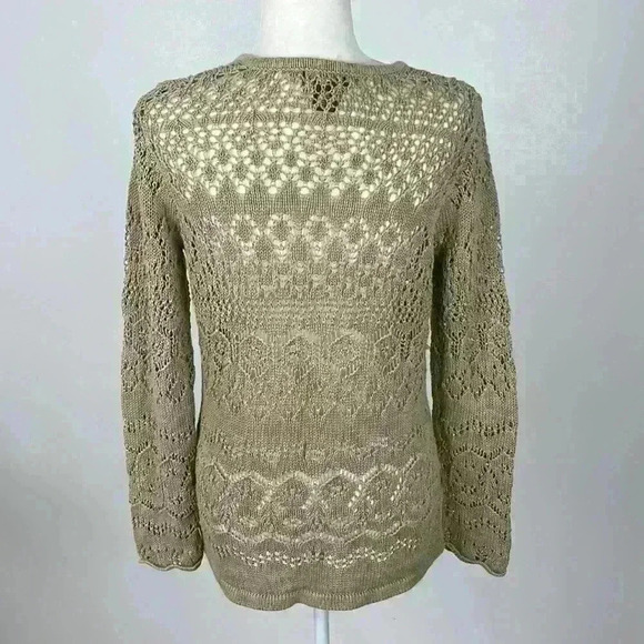 Eddie Bauer Tan Knit See-Through Sweater Size M - Picture 4 of 7